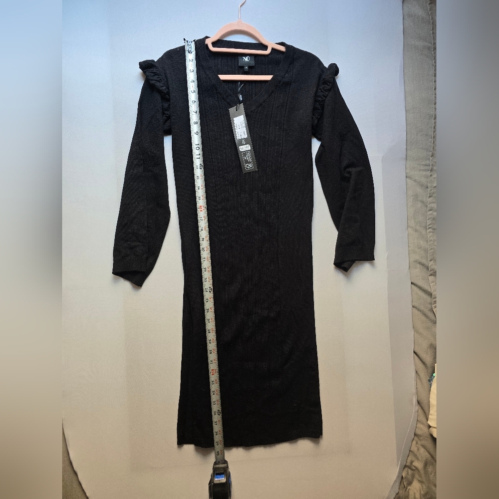 NWT NU Denmark Elegant Black Long Sleeve Knit Dress Size Small - Picture 6 of 6